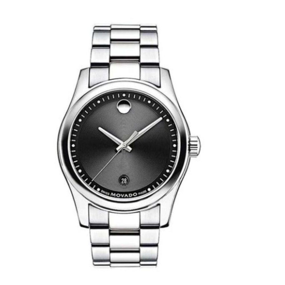 Movado SPORTIVO 40mm Mens Quartz Black Dial Stainless Steel Bracelet 0606481